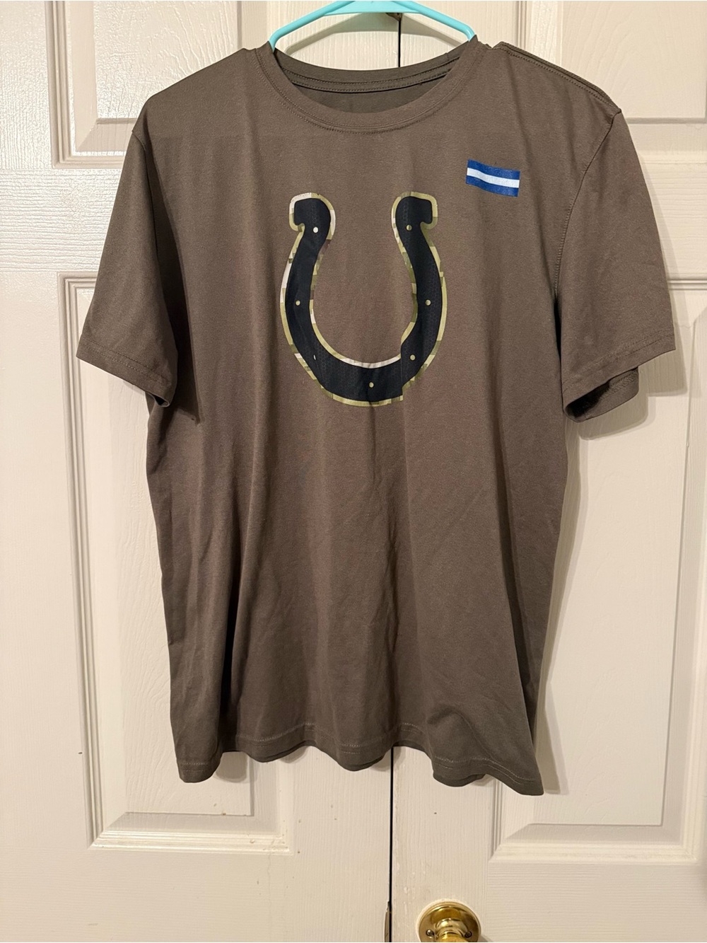 Nike NFL Colts Brown Short Sleeve Tee with Black Horseshoe Graphic